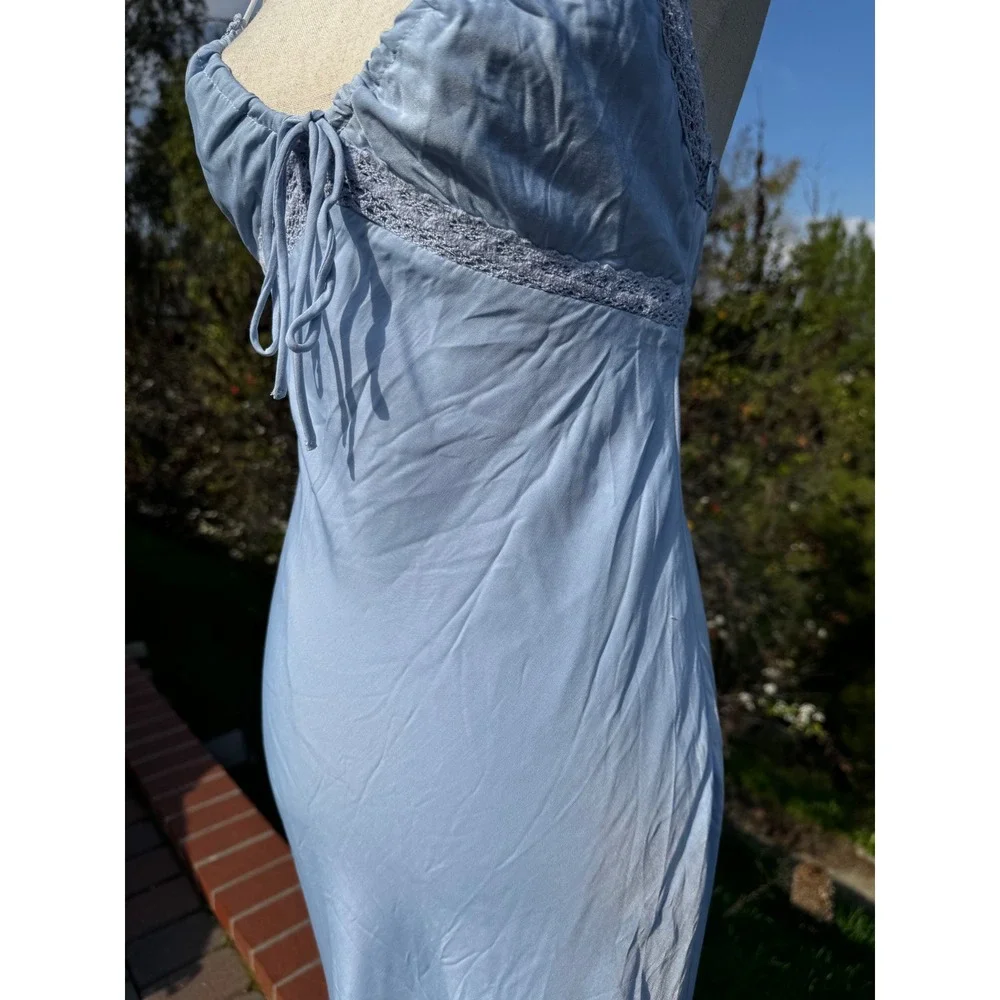 Princess Polly Slip Dress Baby Blue Spaghetti Strap Maxi Satin Lace Trim
Size 6 - Picture 5 of 9